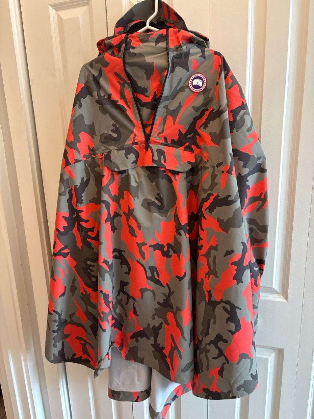 Camo Hooded Field Poncho in Orange Green and Black- in hard to find colorway